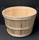 #468  1/2 Bushel Basket, Natural Wood, Wire Handles, 12 pack