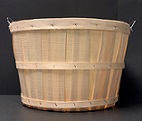 #570  1 Bushel Basket, Natural Wood, Wire Handles, 12 pack