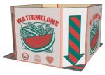 Item # 735  Bulk Bin, Corrugated Triplewall, "Watermelons", Red and green on white, 40 pack