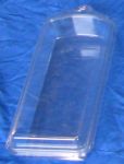 #946  3/4 Quart Hook Hanging Clam Hinge Container, clear plastic, herbs, 500 pack