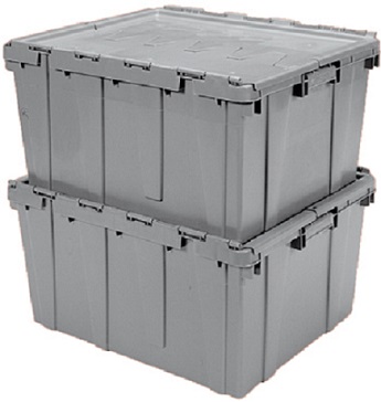 Item No 1312  Bin Produce, Gray, Attached lids, 3 pack