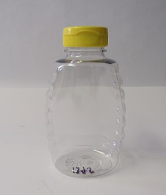 Item No 1345 Bottle Plastic 16 oz Queen Honey, includes caps, 242 pack