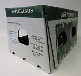 Item No 1531:  28 to 30 pounds, Waxed Asparagus Carton,  260 pack