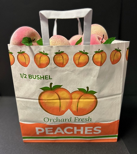 Item No 1585 1/2 Bushel Orchard Fresh Peaches Paper Tote Bag, 250 pack