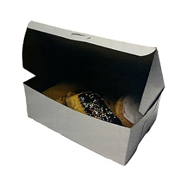 Item No 1650 Bakery box, white, 12 x 9 x 3 inches tall with hinge cover, lock tab, 200 pack