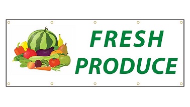 Item 1754, "Fresh Produce" Banner, Heavy Duty, 13 oz, 3' x 8'