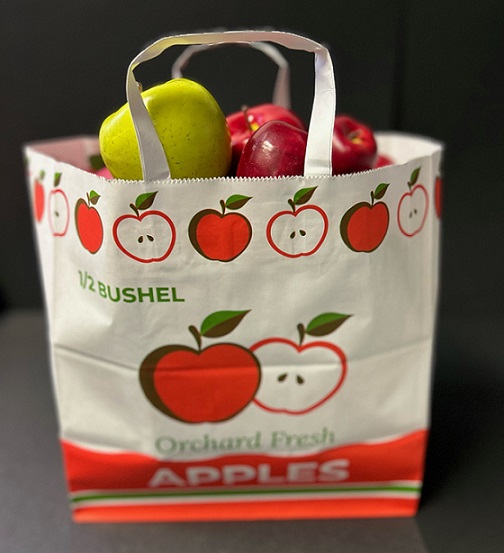 Item No 2533 1/2 Bushel "Orchard Fresh Apples" Paper Tote Bag 250 pack