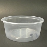 Item No 261  Round 8 oz. 1/2 Pint Plastic Container, Clear, microwaveable, 500 pack