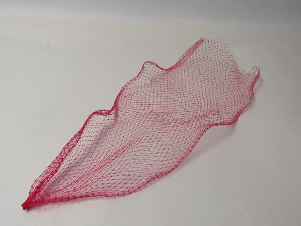 Item No 1362 Mesh Red Sleeve bag roll, Qty: 1 roll Red poly mesh sleeve bag  roll, 12 wide x 2,000 feet long. Detail Page