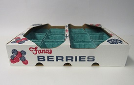 Item No 433 Corrugated White Berry Flat/Tray Shipper, "Fancy Berries", 500 pack