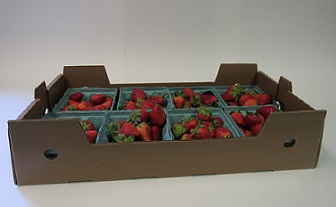 Item No. 434  8 Quart U-Pick, Waxed Berry Tray, Stackable Corrugated Cardboard Vented Picking Flat, 400 pack