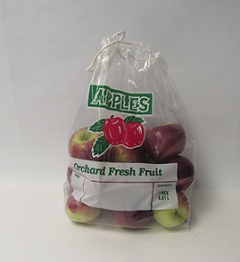 Item No 541   Apple-Drawcord Bag, clear, plastic, 1 peck, Qty: 1000
