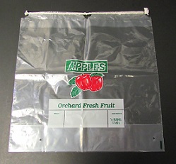 Item No 542  Apple-Drawcord Bag, Clear plastic, 1/2 bushel, 500 pack