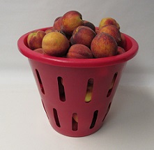 Item No 798:  1/2 Bushel Hamper Picking Basket, Red Plastic 6 pack