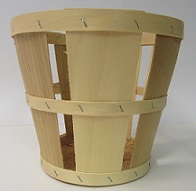 Item No 814  1/2 Peck Wood Basket, natural, hard bottom, 12 pack