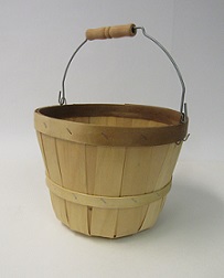 Item No 869,  1/2 Bushel Heavy Duty Basket, Natural Wood, Handle, 12 pack