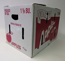 Item No 880  1 1/9 Bushel Carton, Cascaded Wax RSC, "Quality Apples", 280 pack