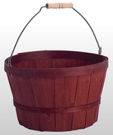 Item No 906  Peck Basket, Brown Wood, Handle, 50 pack