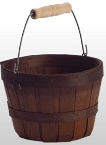 Item No 921  1/8 Peck Basket, Brown Wood, Handle, 50 pack