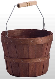 Item No 923  1/4 Peck Basket, Brown Wood, Handle, 50 pack