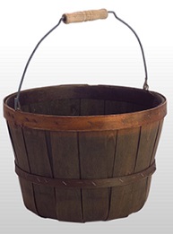 Item No 941  1/2 Peck Basket, Brown Wood, Handle, 50 pack