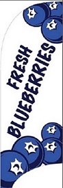 Item No P7BLUE   Tail Flag, Fresh Blueberries, 7 Feet Tall 